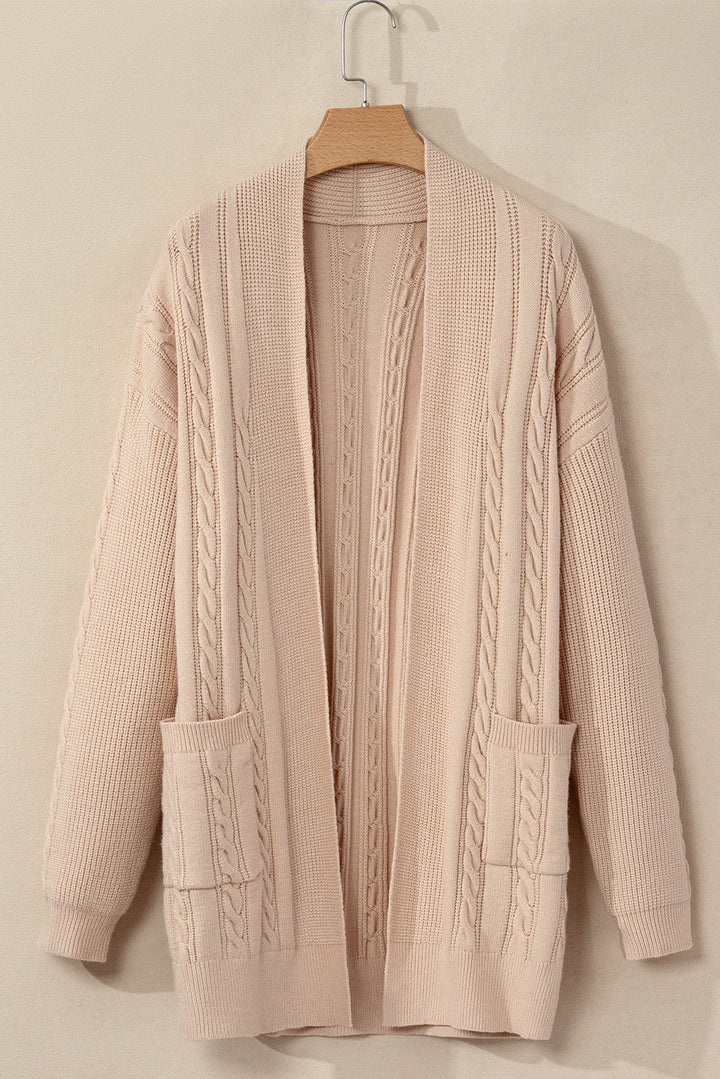 Jade Oversize Chunky Cable Knit Midi-length Cardigan
