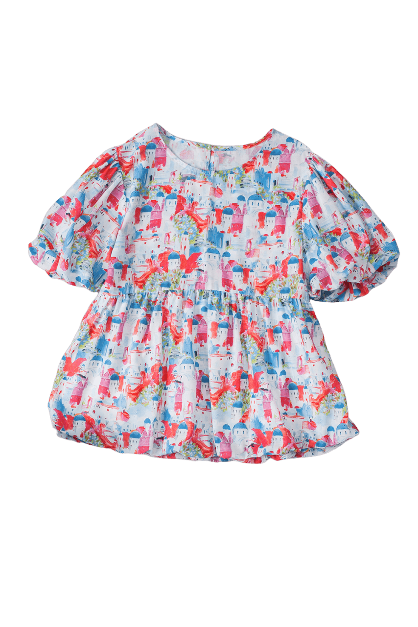 Sky Blue Parisian Avenue Babydoll Top