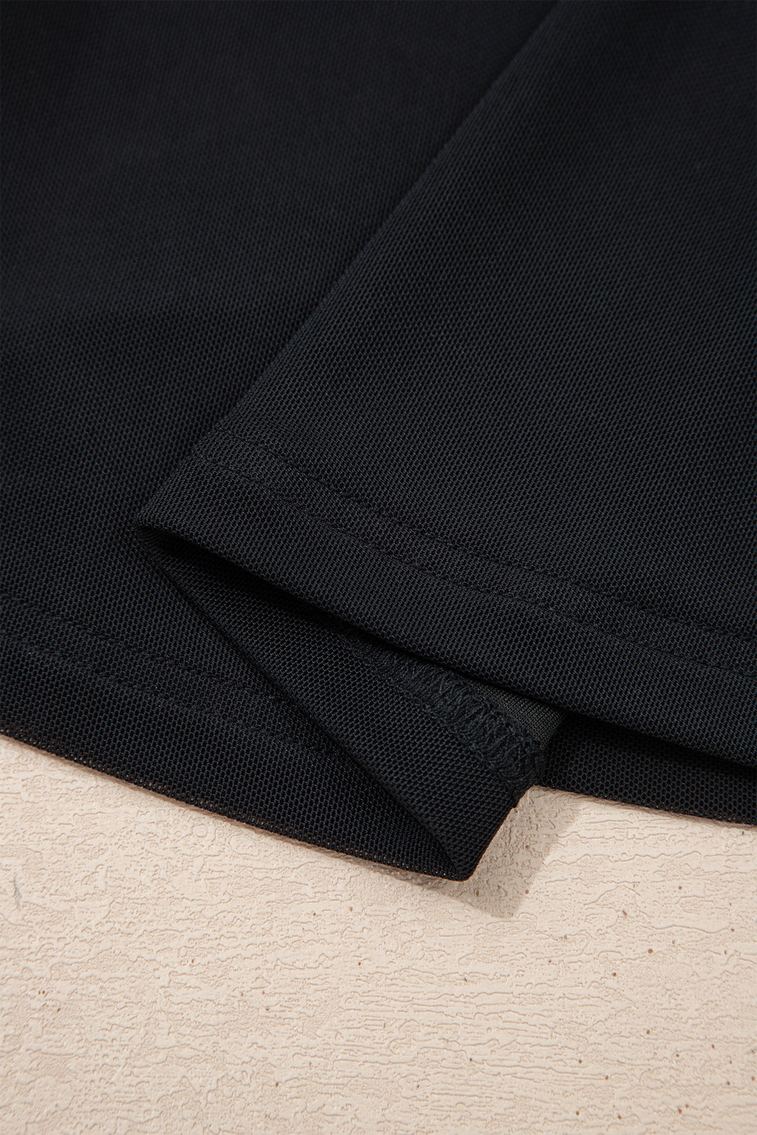 Black Sheer Mesh Patchwork Cap Sleeve T Shirt
