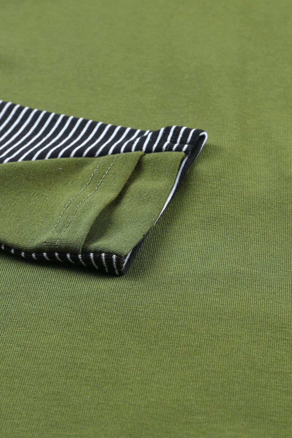 Green Half Zip Stripes Patchwork Hoodie