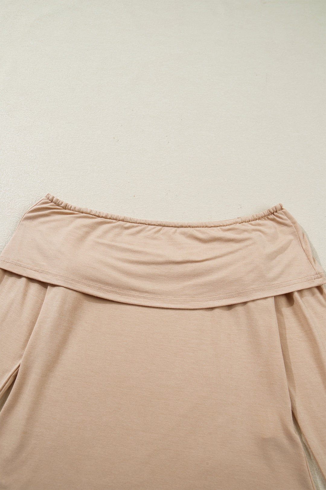 Smoke Gray Foldover Off Shoulder Long Sleeve Slim Top