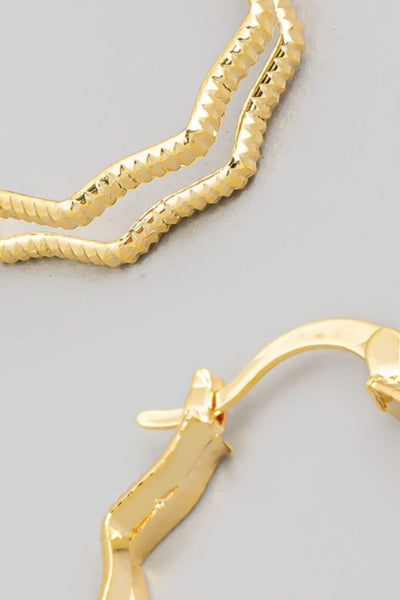 Fame Double Wavy Pincatch Hoop Earrings