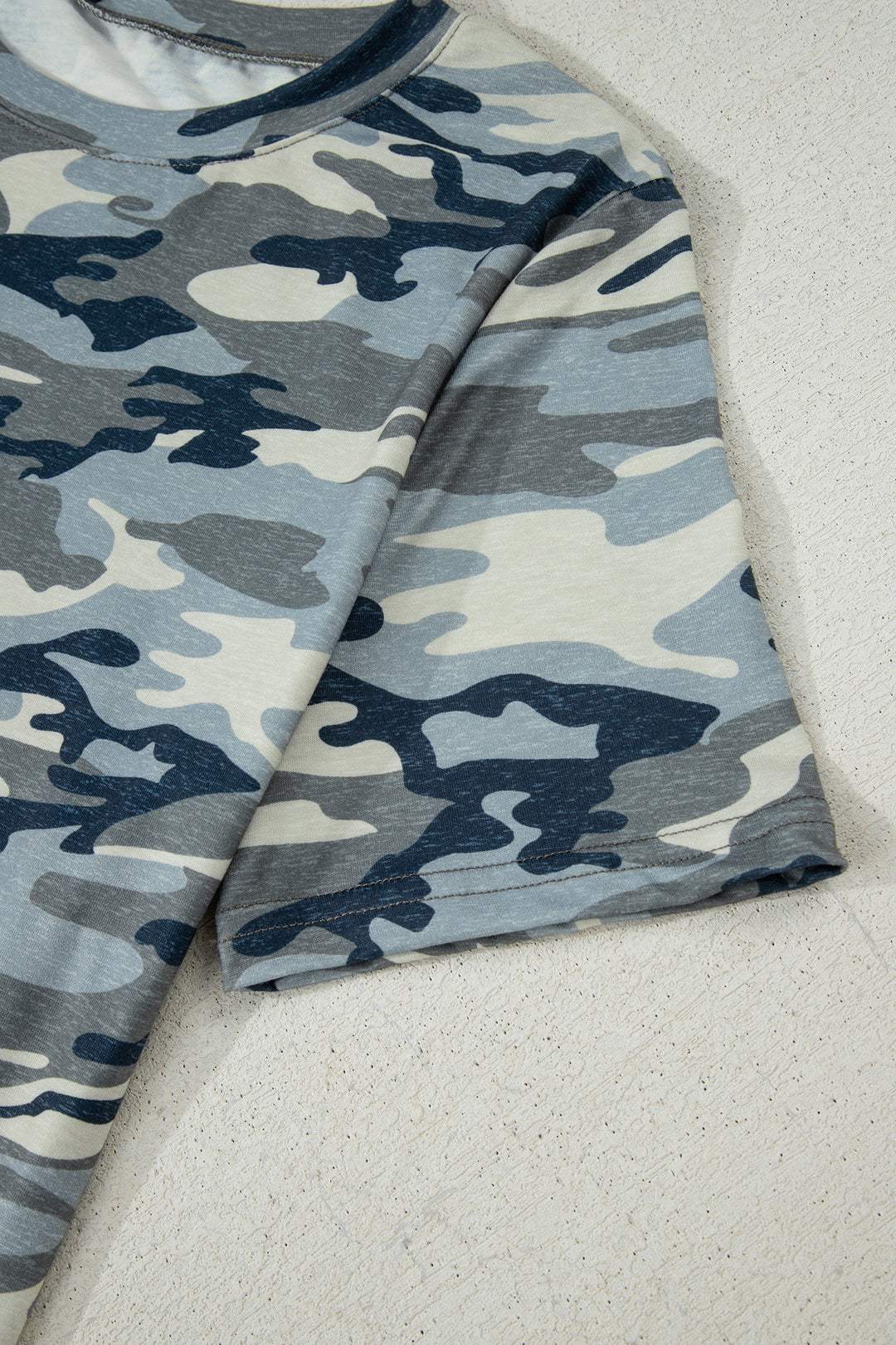 Green Camouflage Print Crew Neck T Shirt