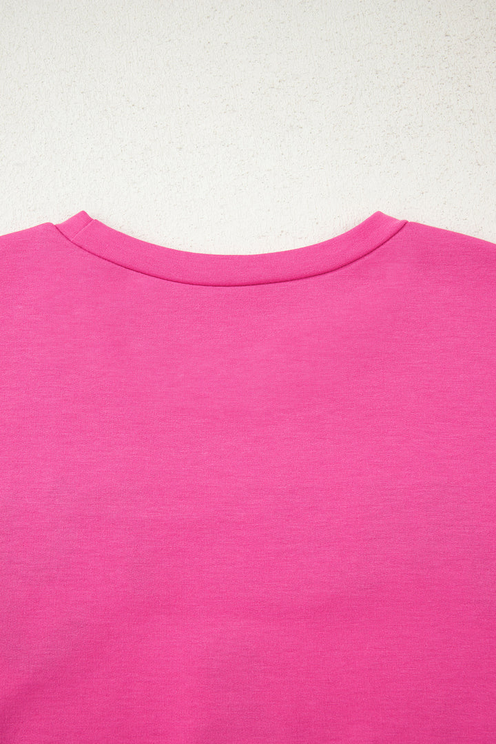 Rose Red Merry & Bright Christmas Letter Graphic Sweatshirt