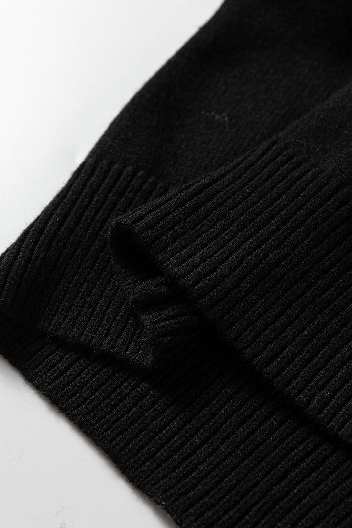 Black Colorblock Crew Neck Drop Shoulder Sweater