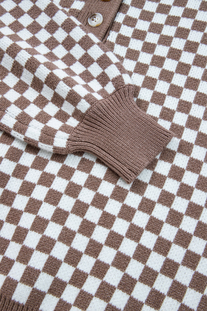 Mckinley Trim Checkerboard Knit Sweater