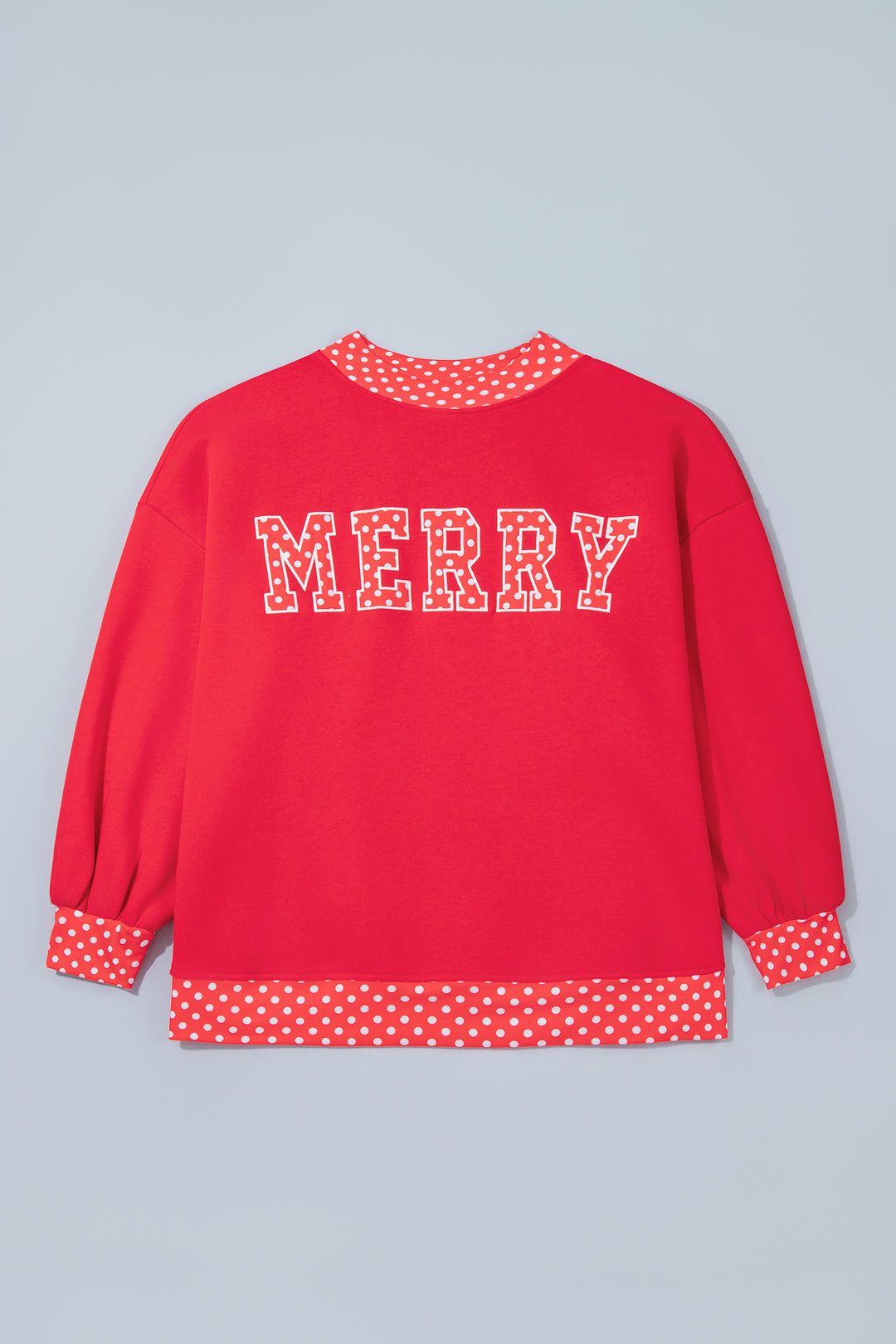 Tomato Red Casual Polka Dot Patchwork Letter Graphic Plus Size Sweatshirt
