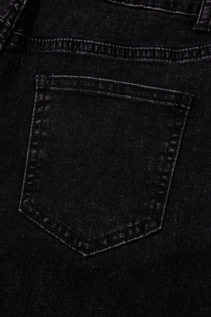 Black Studded Detail Straight Leg Casual Loose Jeans