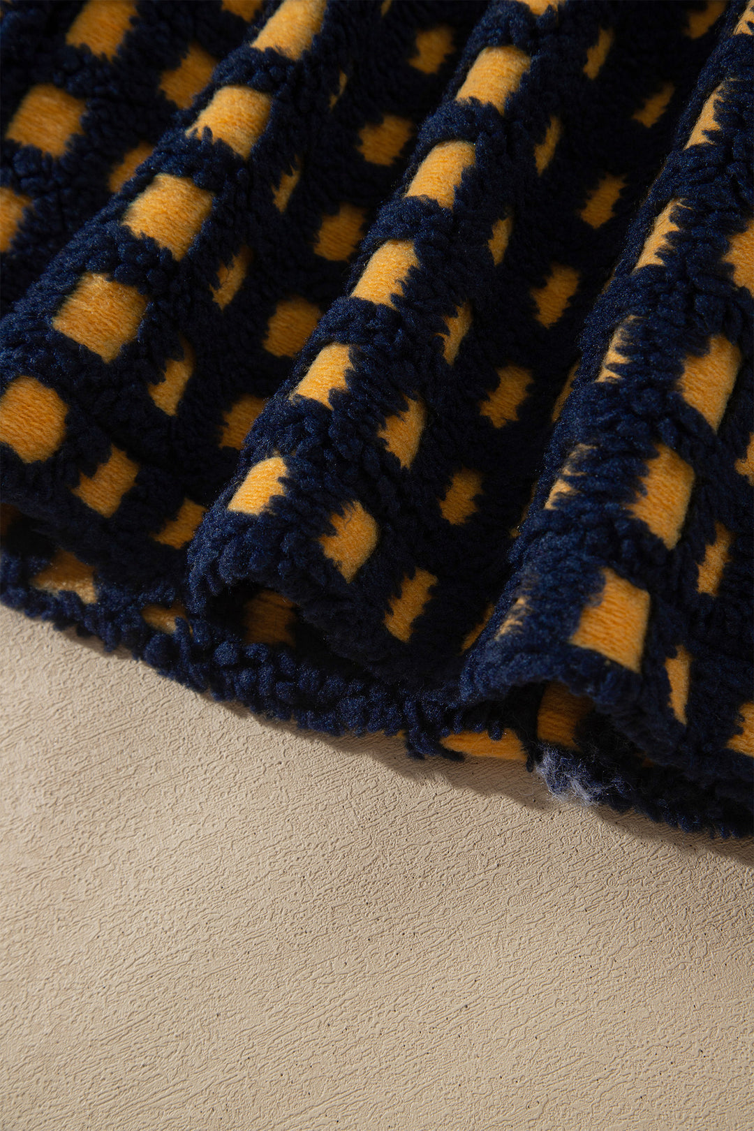 Blue Plaid Sherpa Fleece Zip Up Jacket