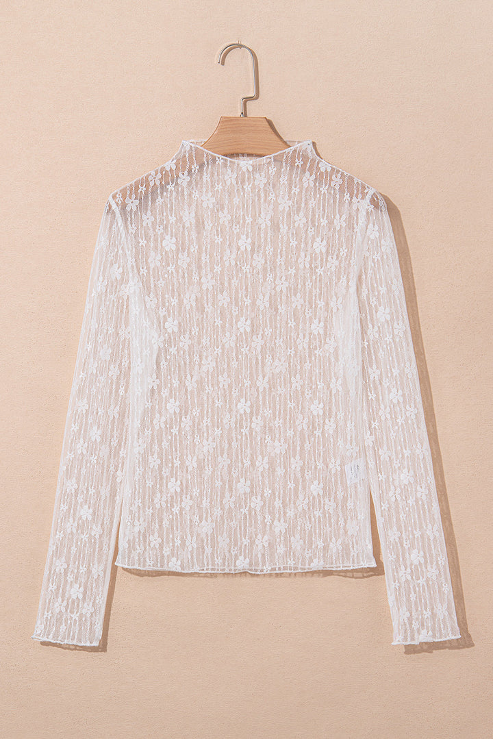 Adalynn Sheer Floral Lace Long Sleeve Top