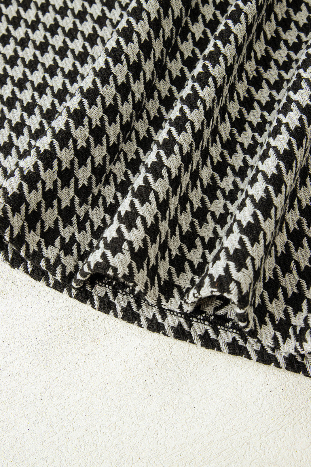 Khaki Houndstooth Print V Neck Sleeveless Mini Dress