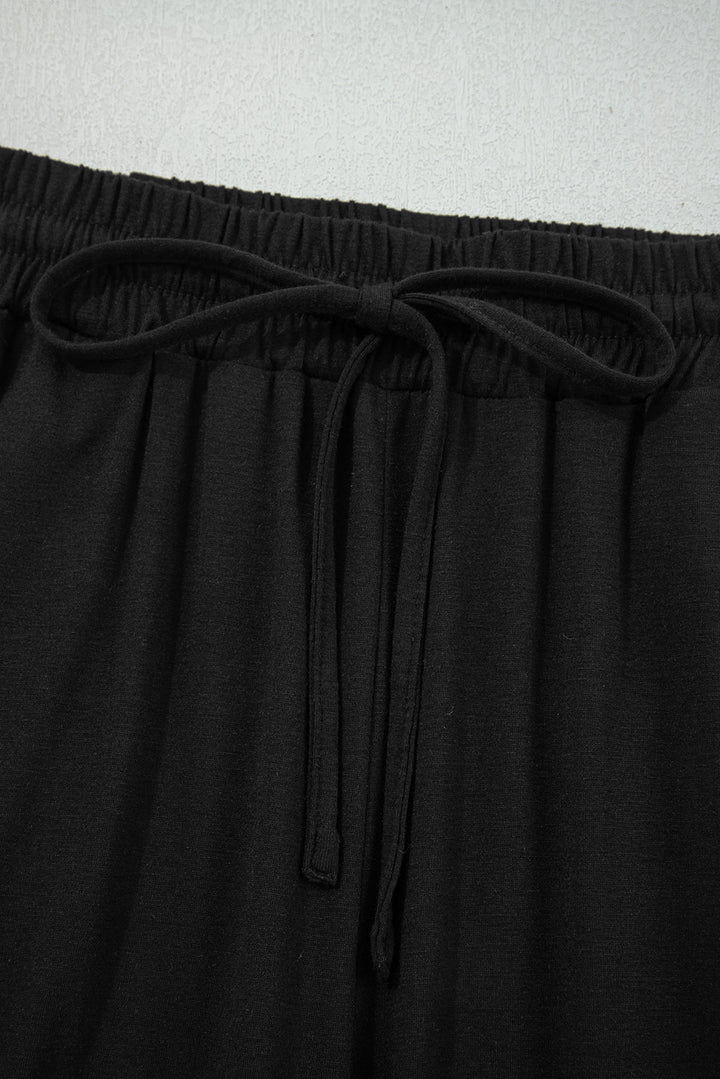 Black Contrast Trim Hooded Lounge Cardigan and Pants Set