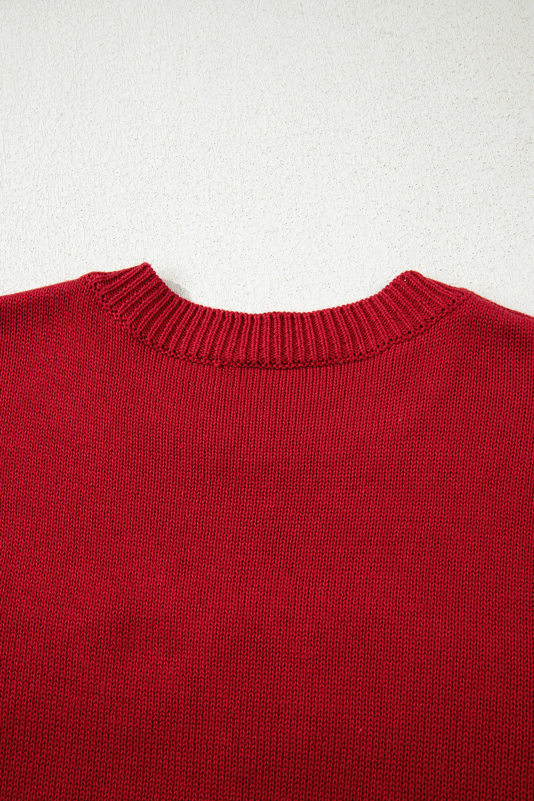 Racing Red Merry Colorful Dot Detail Christmas Drop Shoulder Sweater