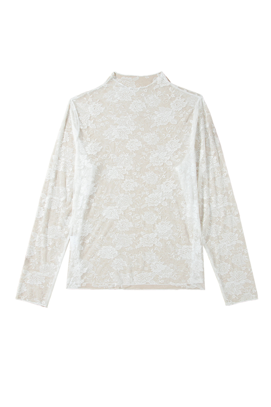 Black Plus Size Floral Mesh Long Sleeve Top