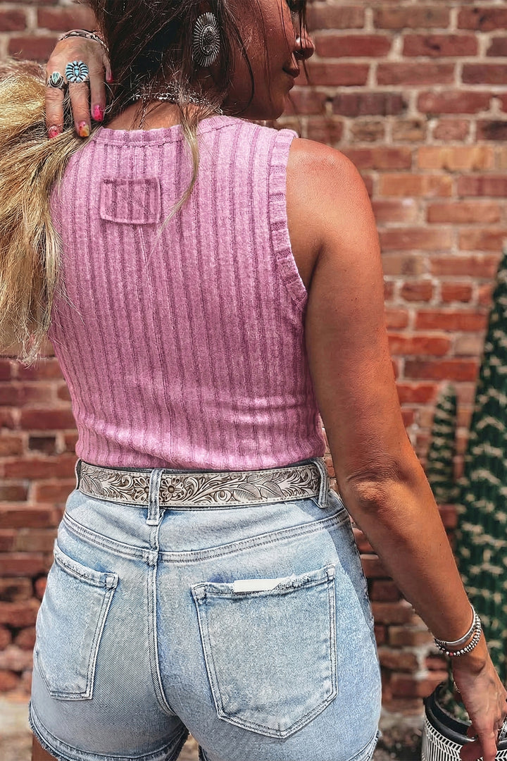 Phalaenopsis Slim Ribbed Mineral Wash Tank Top