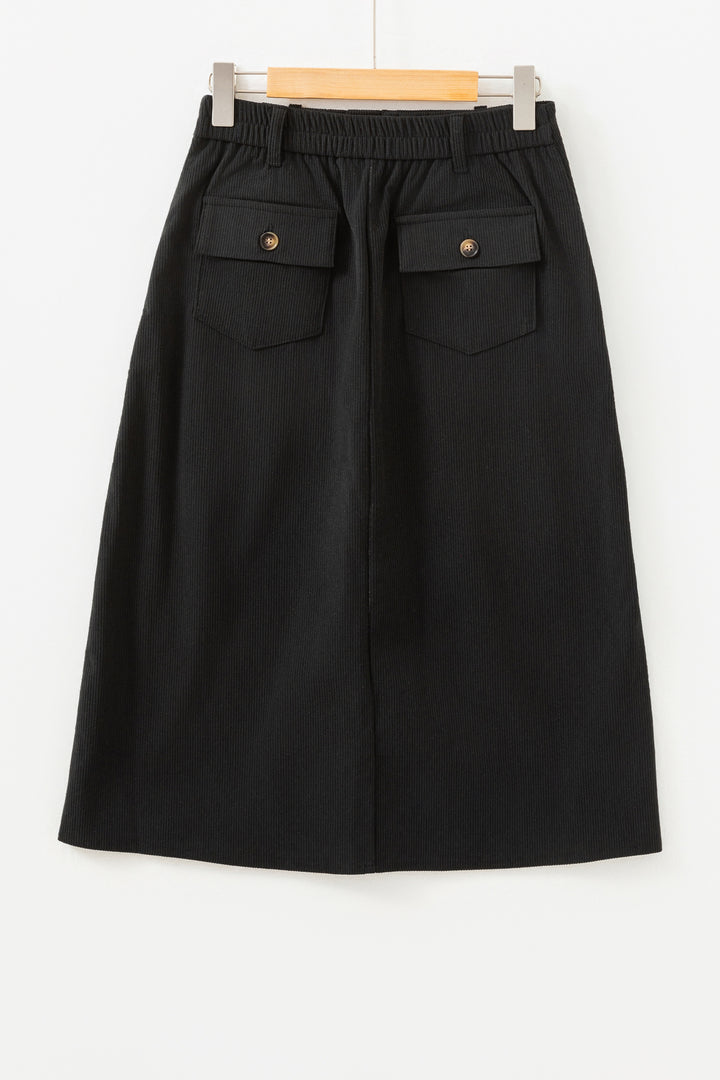 Coffee Front Slit Shift High Waist Midi Skirt