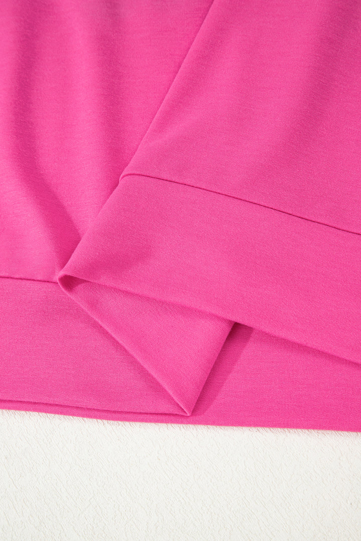 Rose Red Merry & Bright Christmas Letter Graphic Sweatshirt