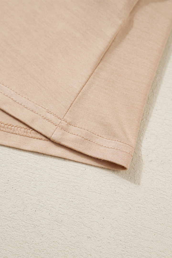 Smoke Gray Foldover Off Shoulder Long Sleeve Slim Top