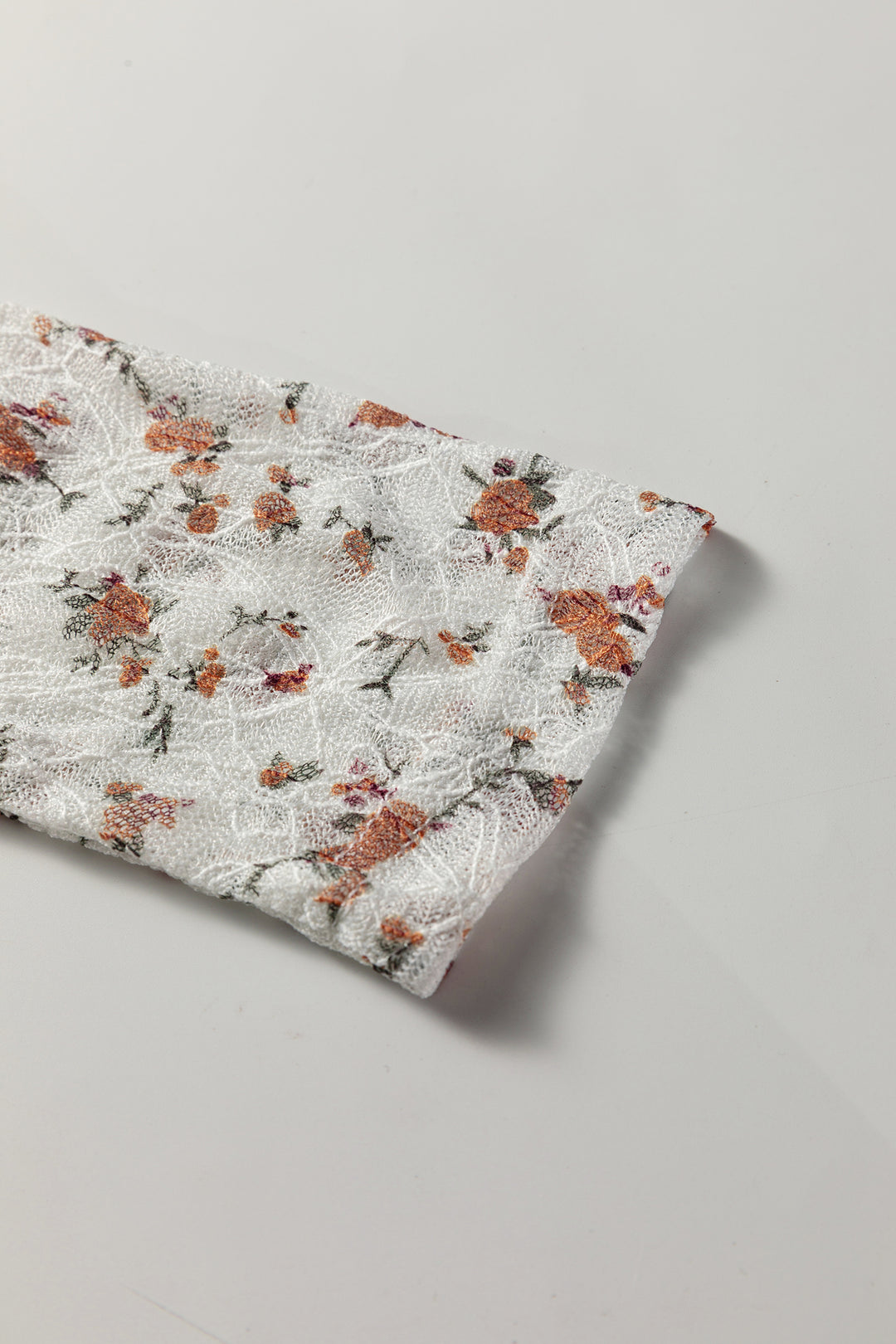 White Floral Lace Patchwork Square Neck Long Sleeve Top