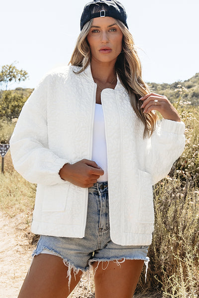 White Floral Quilted Jacket