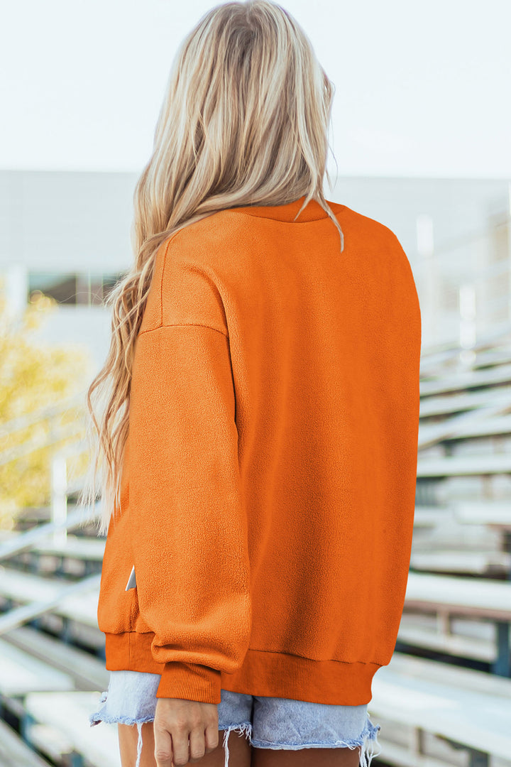 Carrot Pumpkin/Fall Letter Print Mock Neck Tunic Pullover Sweatshirt