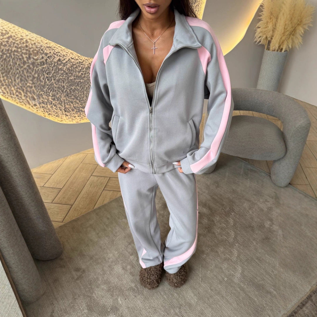 Women’s Long-Sleeve Zip-Up Jacket and Sweatpants Two-Piece Set