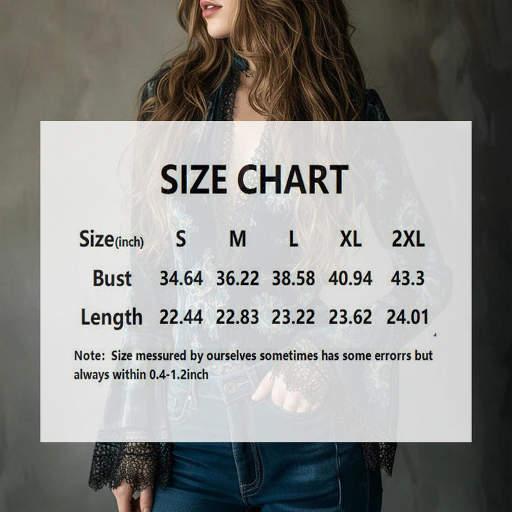 Women’s Retro Lace Panel V-Neck Blouse – Elegant Print Bell Sleeve Top for Spring &amp; Autumn Wear