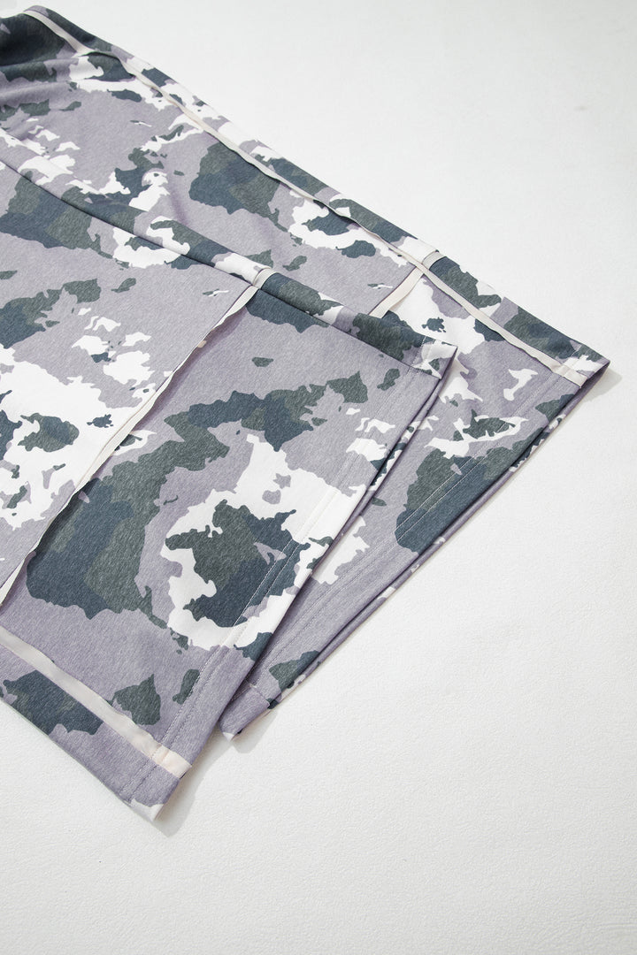 Brown Camo Drawstring Waist Patch Pocket Plus Size Pants