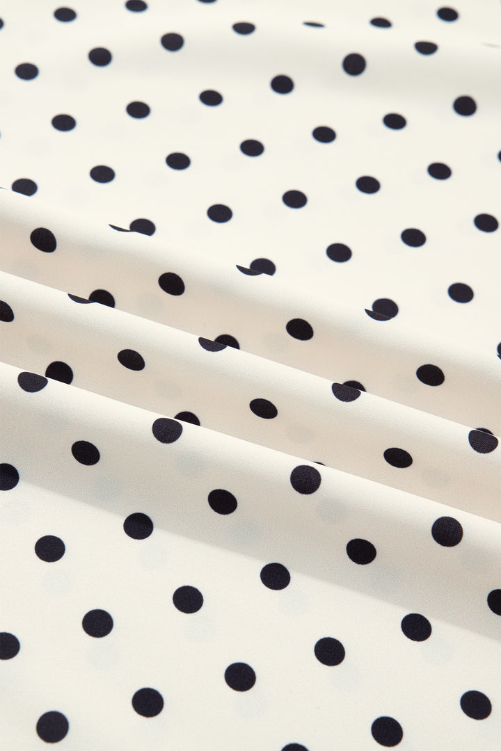 Apricot Plus Size Polka Dot Print Lace Trim V Neck Sleeveless Top