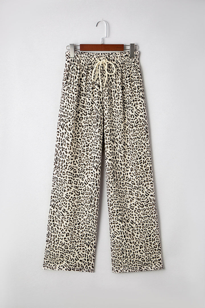 Mabel Leopard Drawstring Elastic Waistband Loose Pants