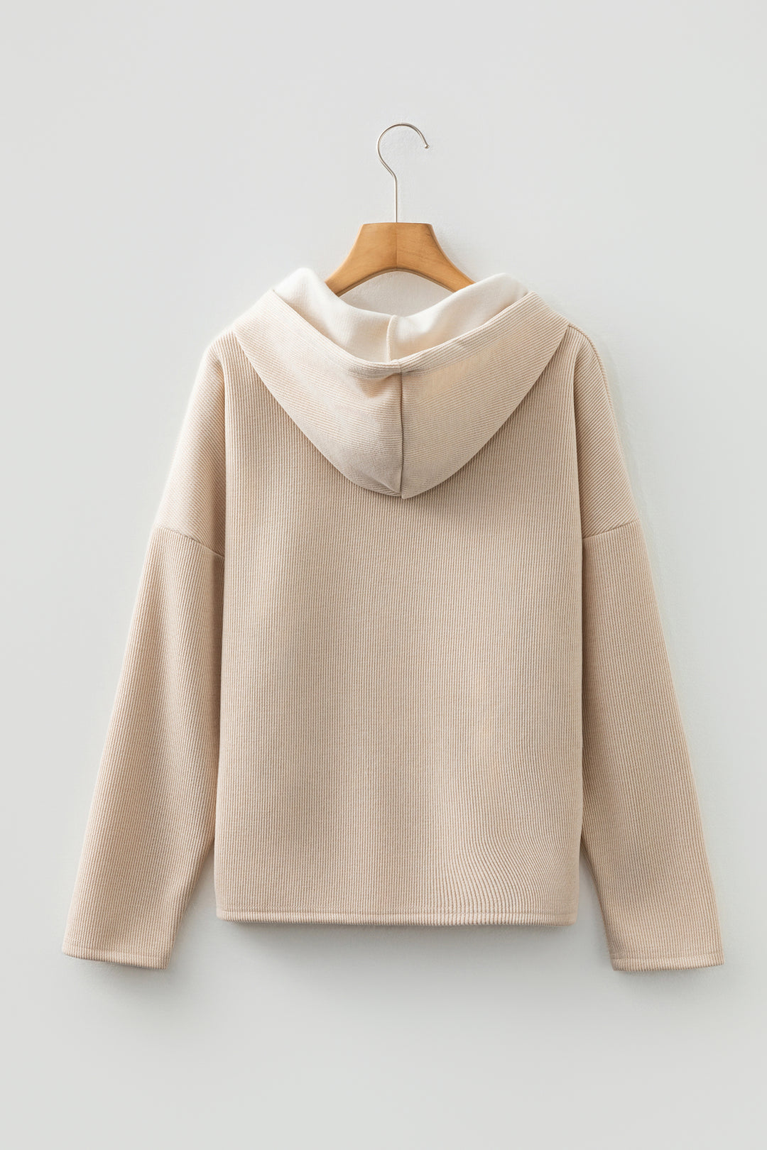 Parchment Thermal Textured Leopard Drawstring Baggy Hoodie