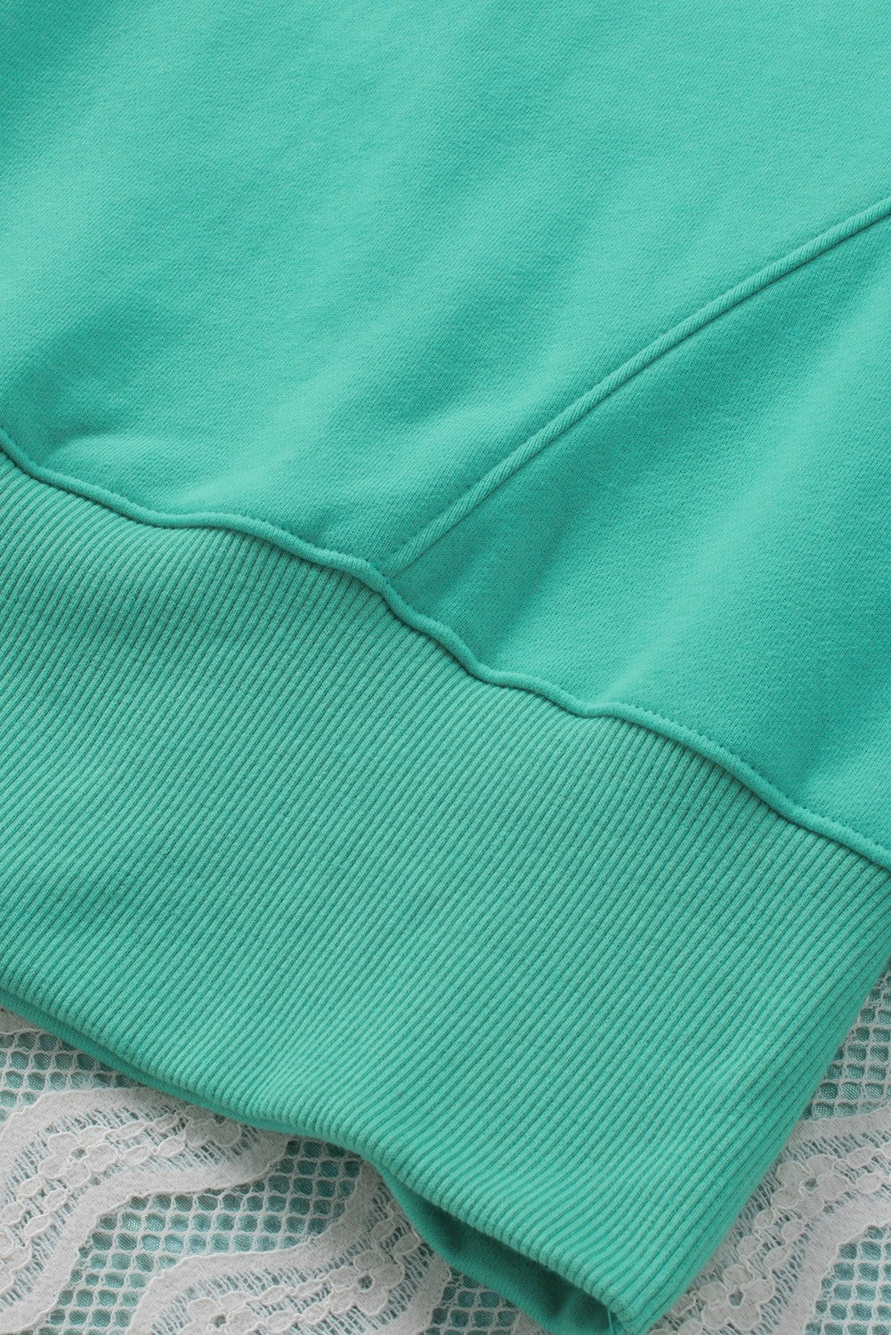 Turquoise Batwing Sleeve Pocketed Henley Hoodie