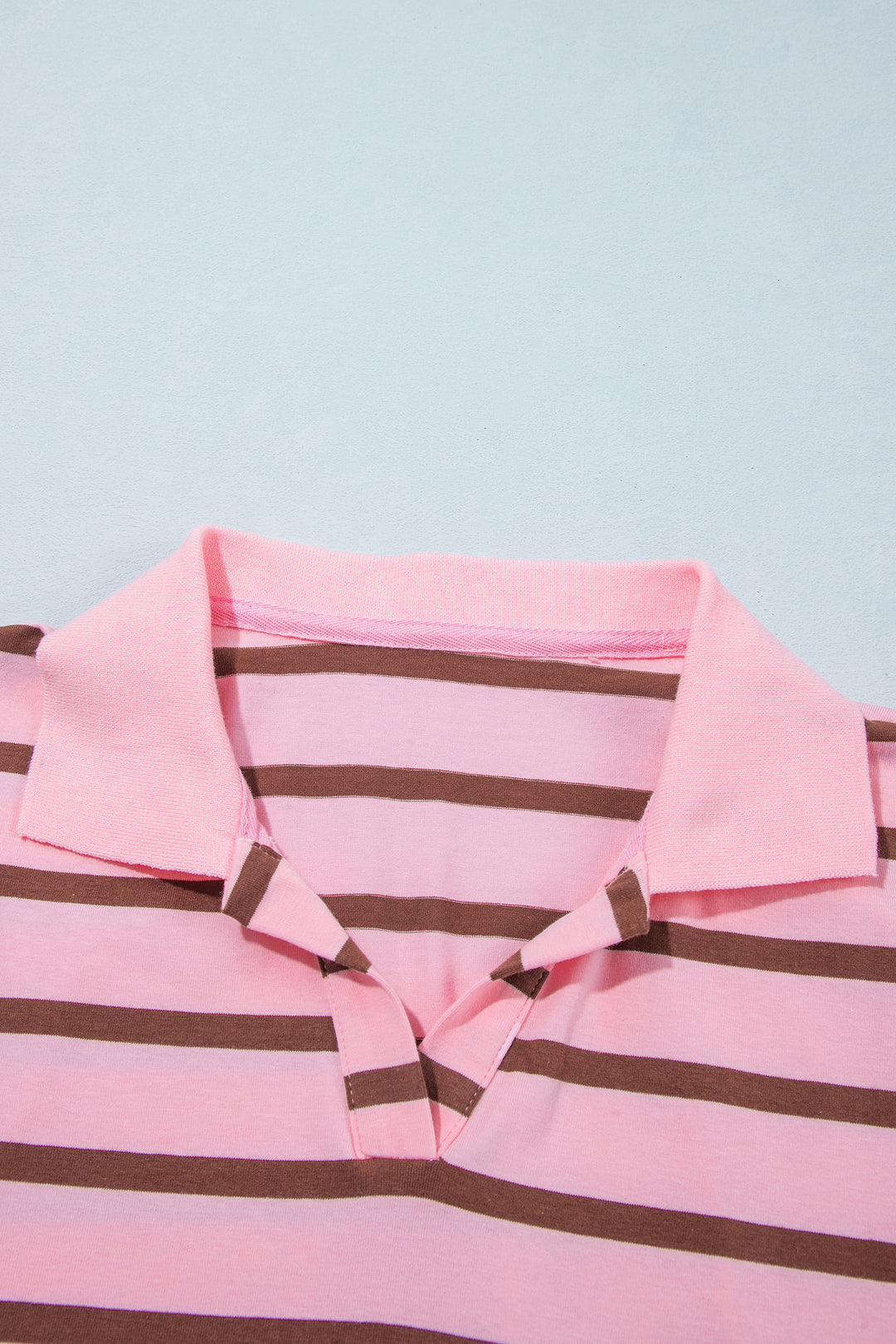 Pink Stripe Striped Long Sleeve Collar Shift Top