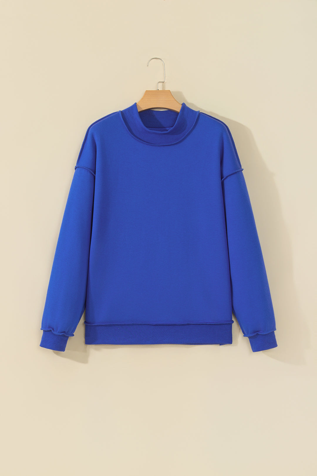 Black Oversize Drop Shoulder Reversible Mock Neck Sweatshirt