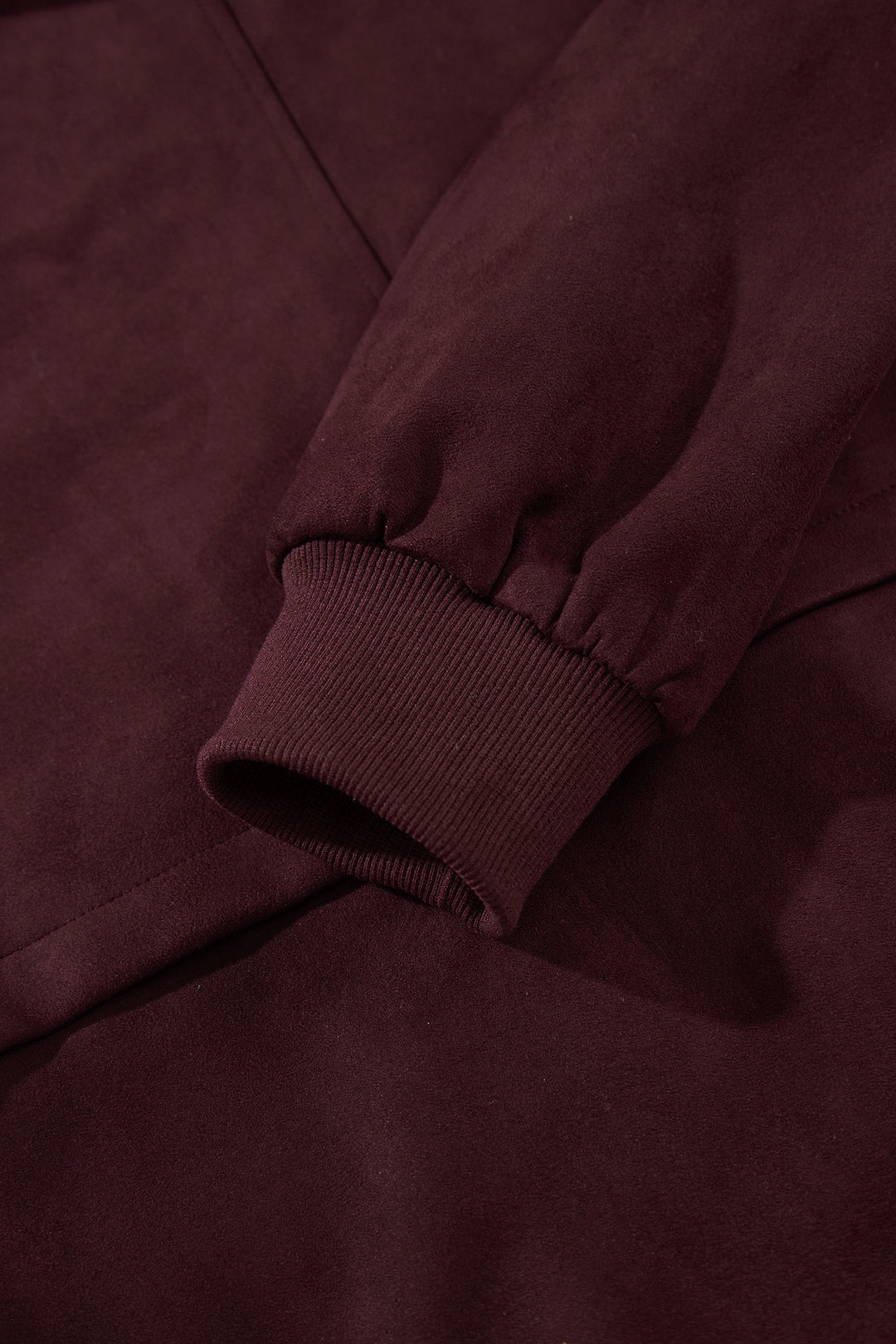 Chicory Coffee Solid Zip-up Metal Placket Collar Long Sleeve Jacket