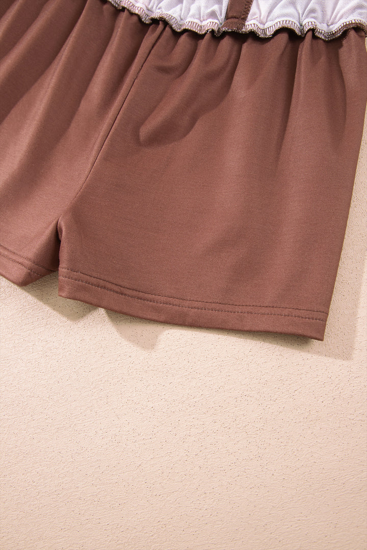 Brown Polka Dot Two Piece Set Long Sleeve Casual Skirt Set