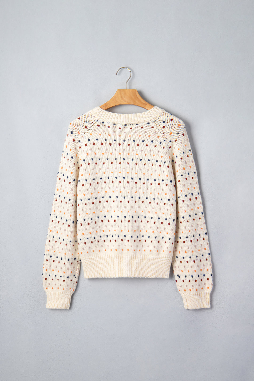 Beige Geometric Print Button Front Long Sleeve Regular Fit Cardigan