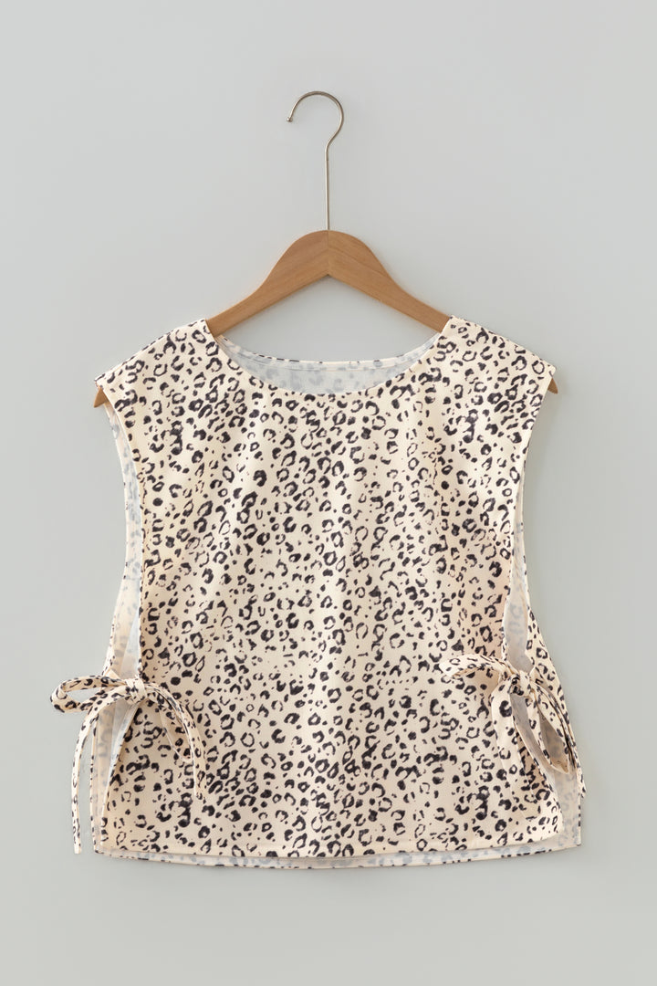Apricot Knot Side Leopard Print Vest