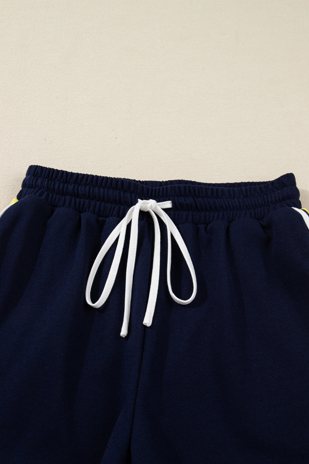 Bluing Colorful Striped Accent Varsity Long Sleeve Pullover and Shorts Matching Set