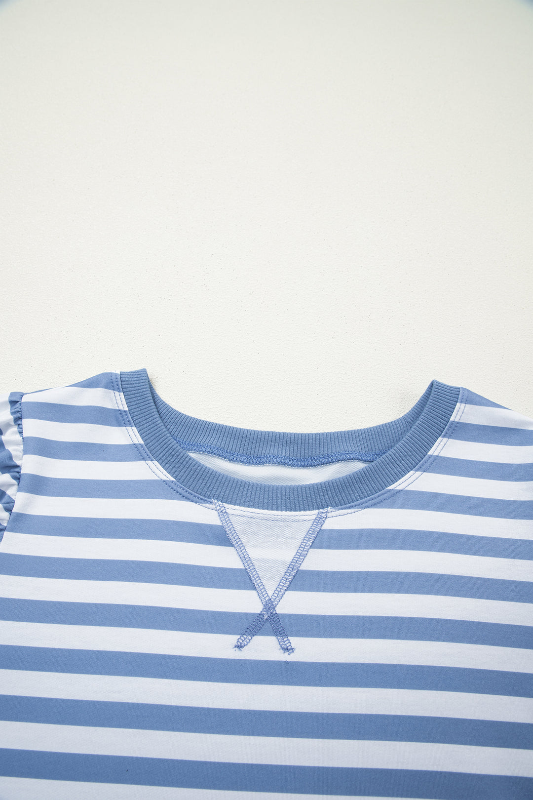 Orange Stripe Short Bubble Sleeve T Shirt