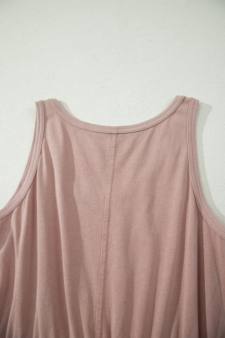Ashleigh Blue Mineral Wash U Neck Elastic Waist Sleeveless Mini Dress
