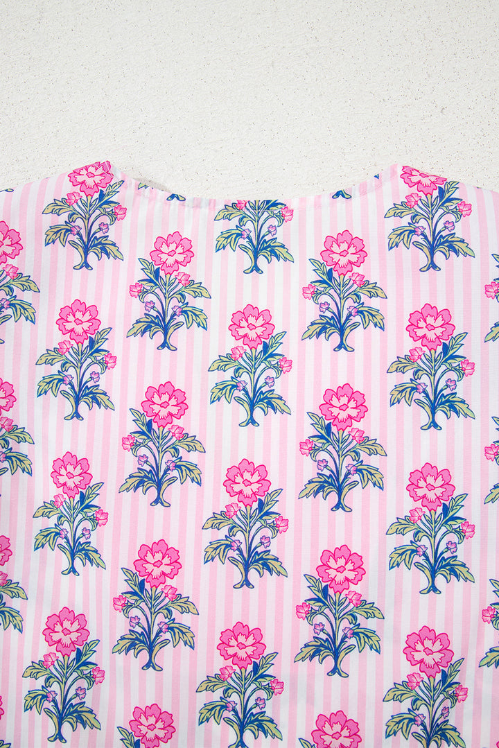 Theodora Patchwork Ruffle Hem Blouse