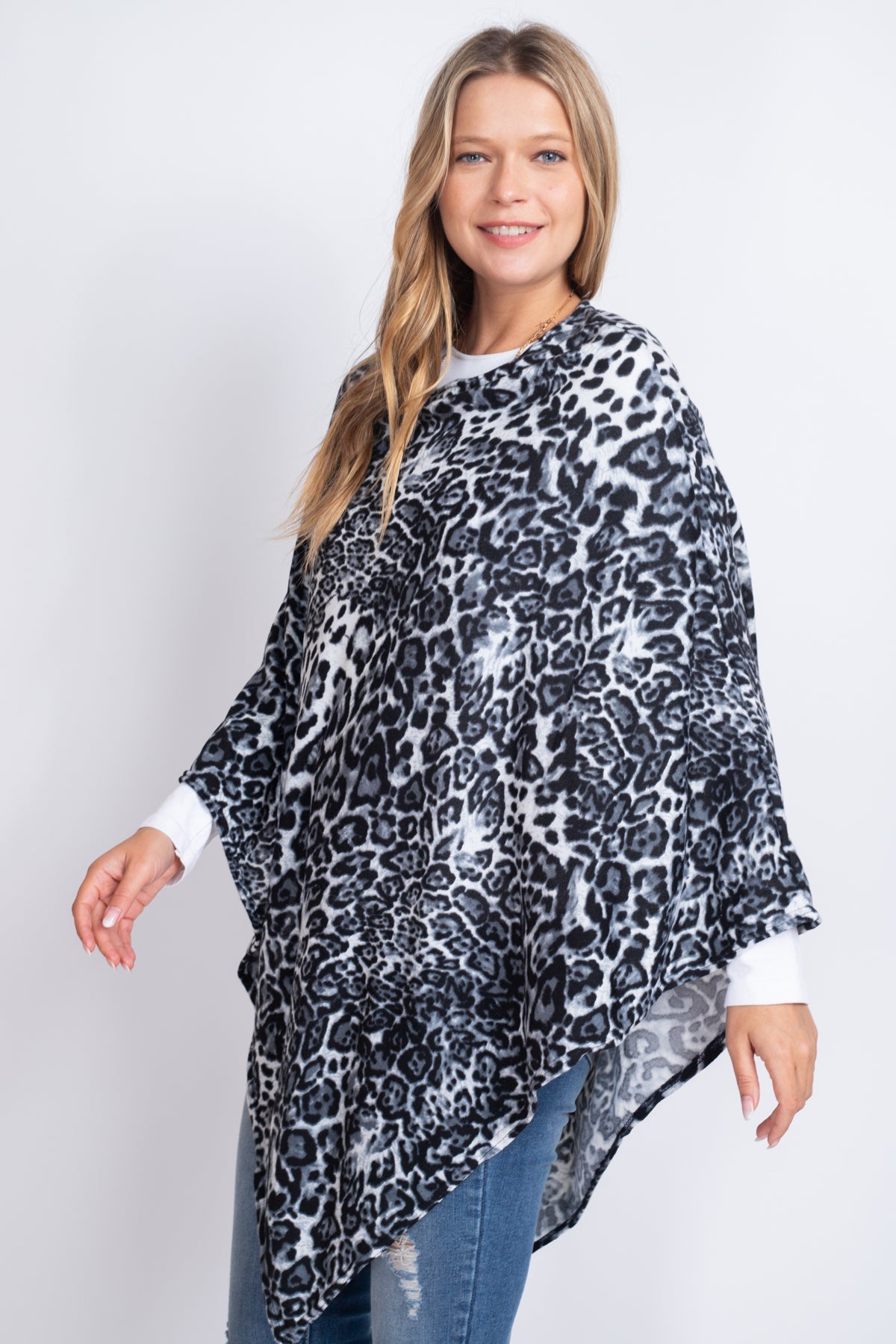 Ms0165 -All Year Round Leopard Poncho