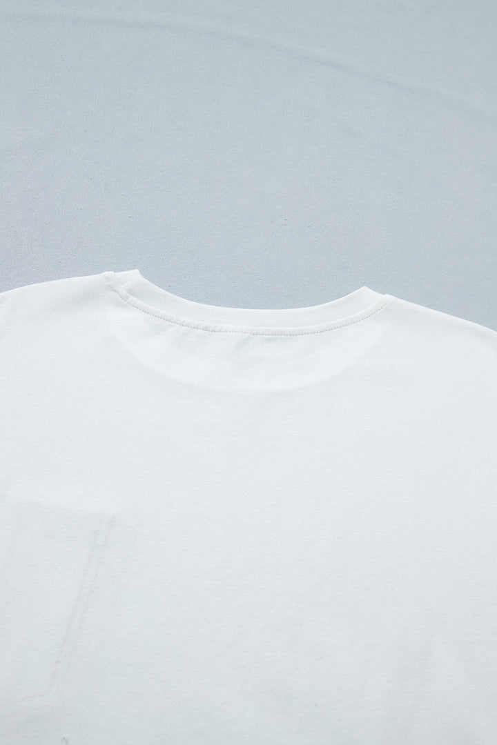 Sail Blue Color Block Chest Pocket Patched Casual Short Sleeve Top