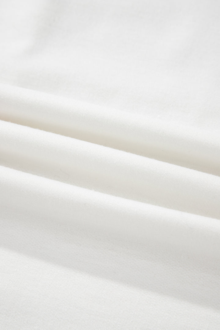 White Exposed Seam Rainbow Stripe Color Block V Neck Loose Long Sleeve Top