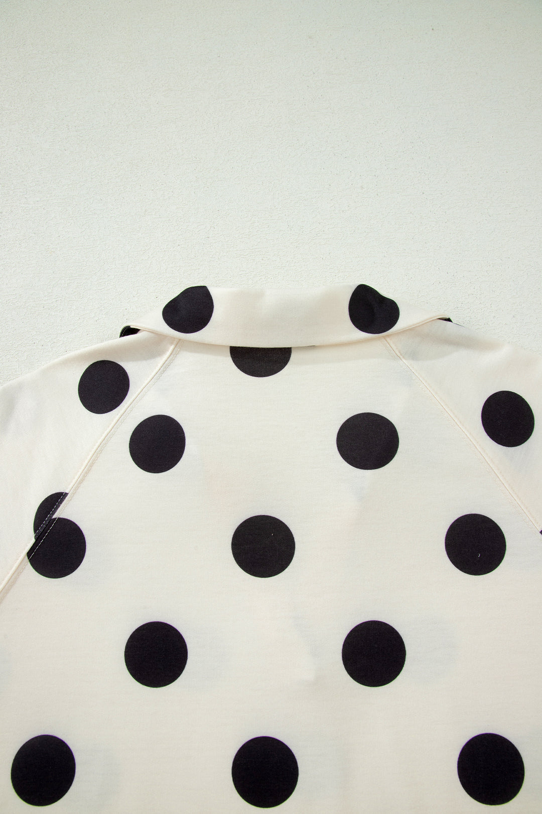 Beige Polka Dot Print V Neck Tee Short Set