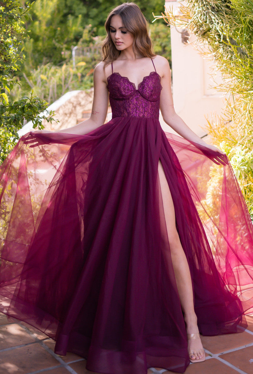 Dani Gown - Mulberry - Lace &amp; Tulle A-line Dress