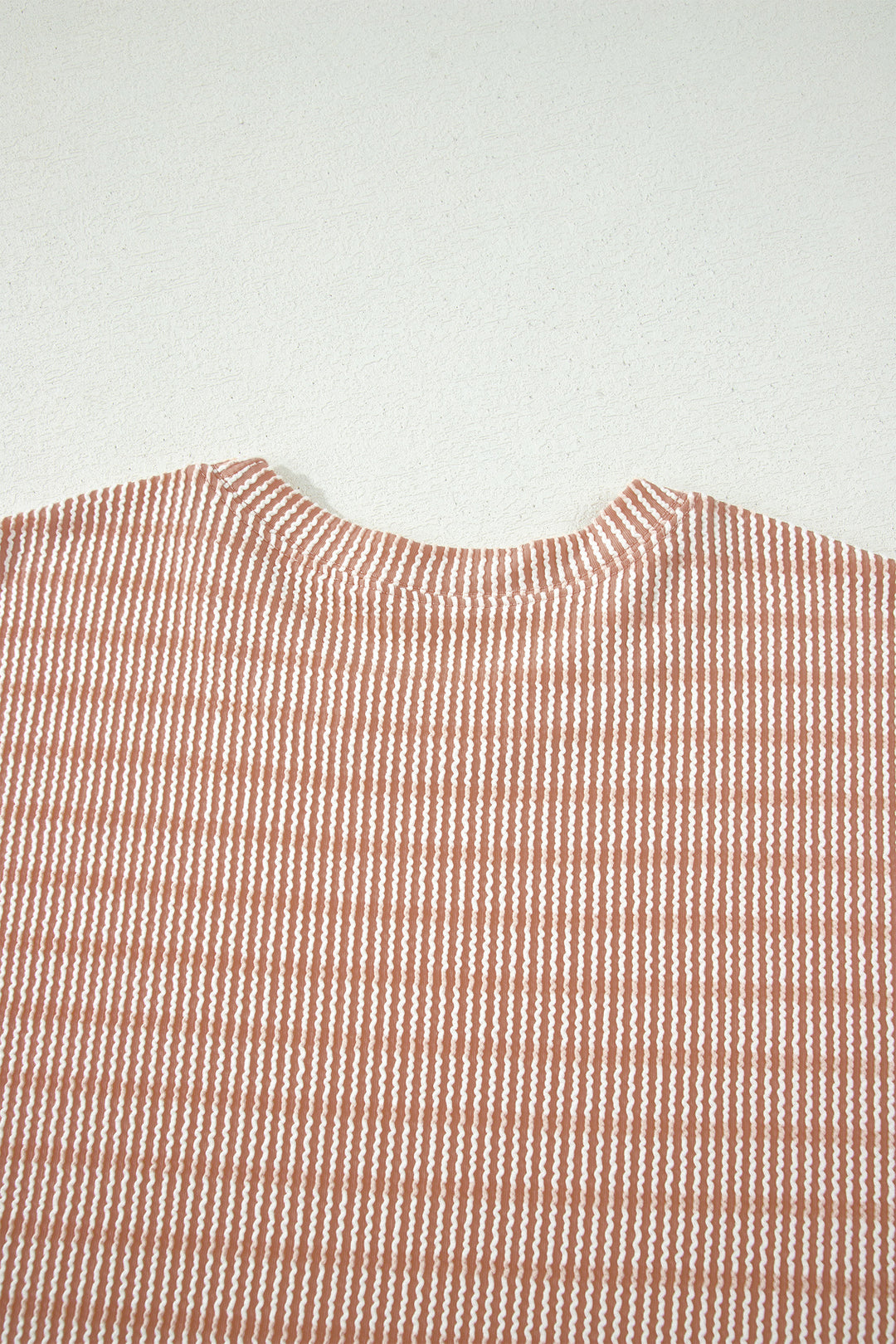 Rose Stripe Raised Rib Loose Tee Drawstring Elastic Waist 2pcs Short Set