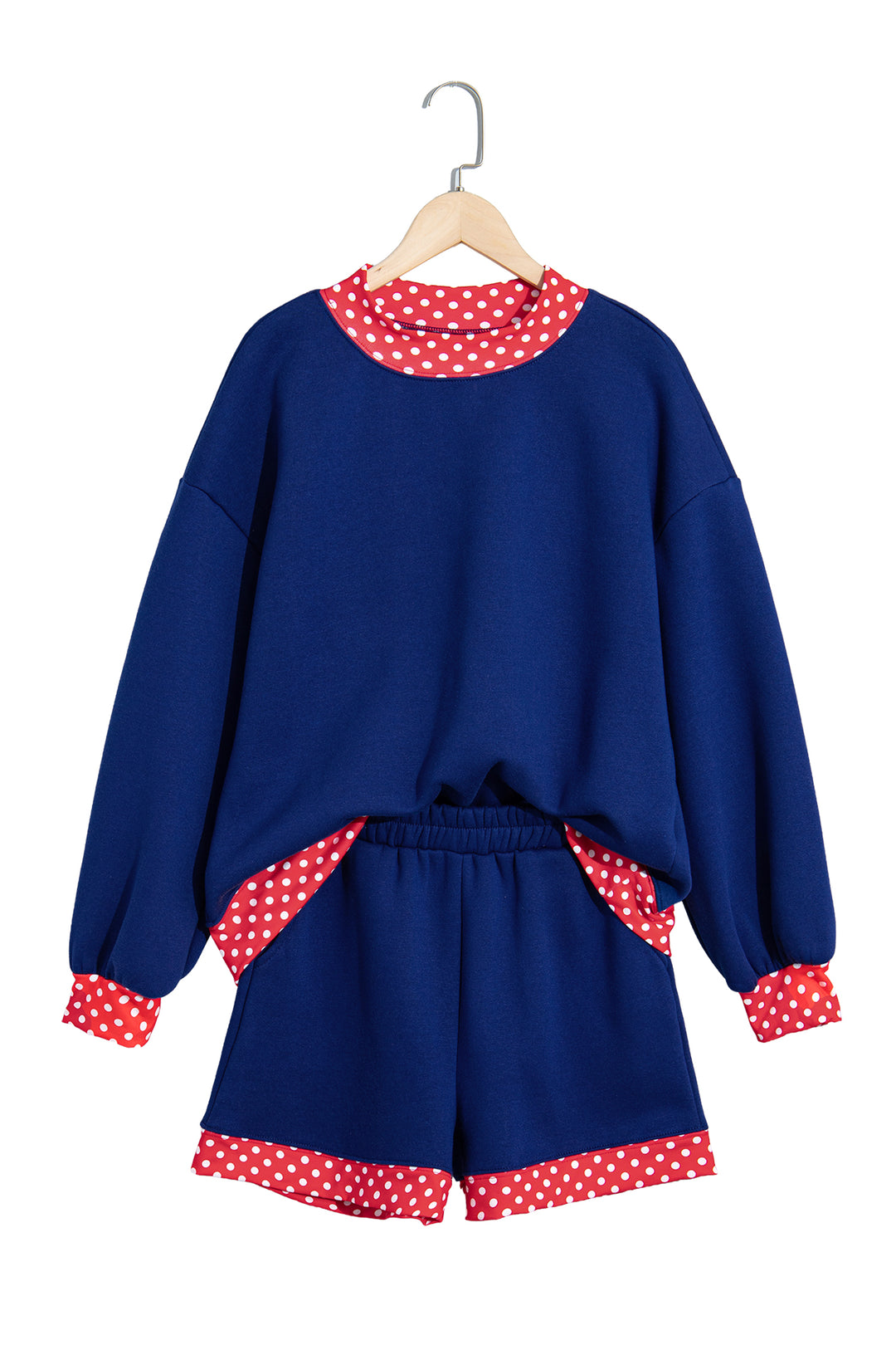 Carrot Gingham Trim Baggy Pullover 2pcs Short Set