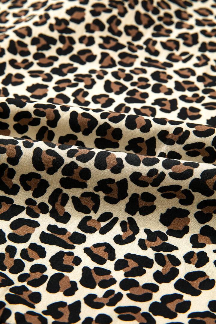 Black Leopard Print Striped Color Block Trim V Neck Bracelet Sleeve Mini Dress